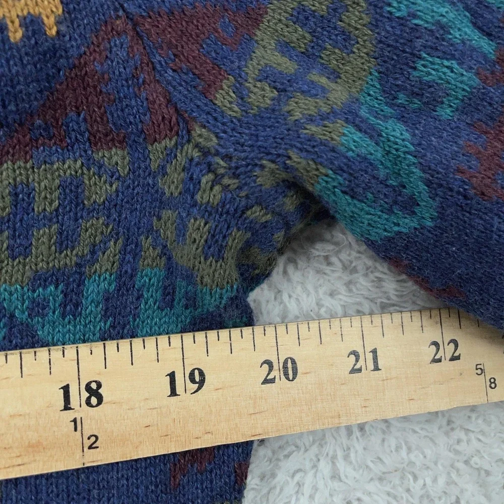L.L. Bean Sweater Mens Small Navy 1/4 Zip Cashmere Blend Fair Isle Wicked‎ Soft